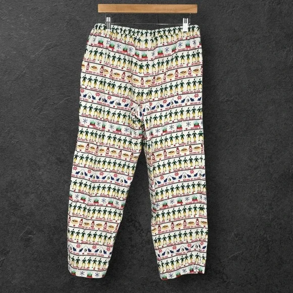 Hanna Andersson Mens Buddy Raised by Elves Flannel Pajama Pants Size S Christmas - Picture 2 of 8